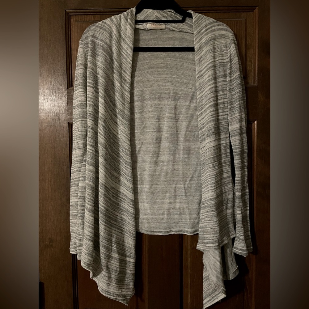 Renee C Grey White Waterfall Cardigan